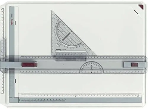 rOtring Rapid A3 Zeichenplatte | Professioneller Zeichenbrett mit Lineal und Zeichendreieck Rapid Ze