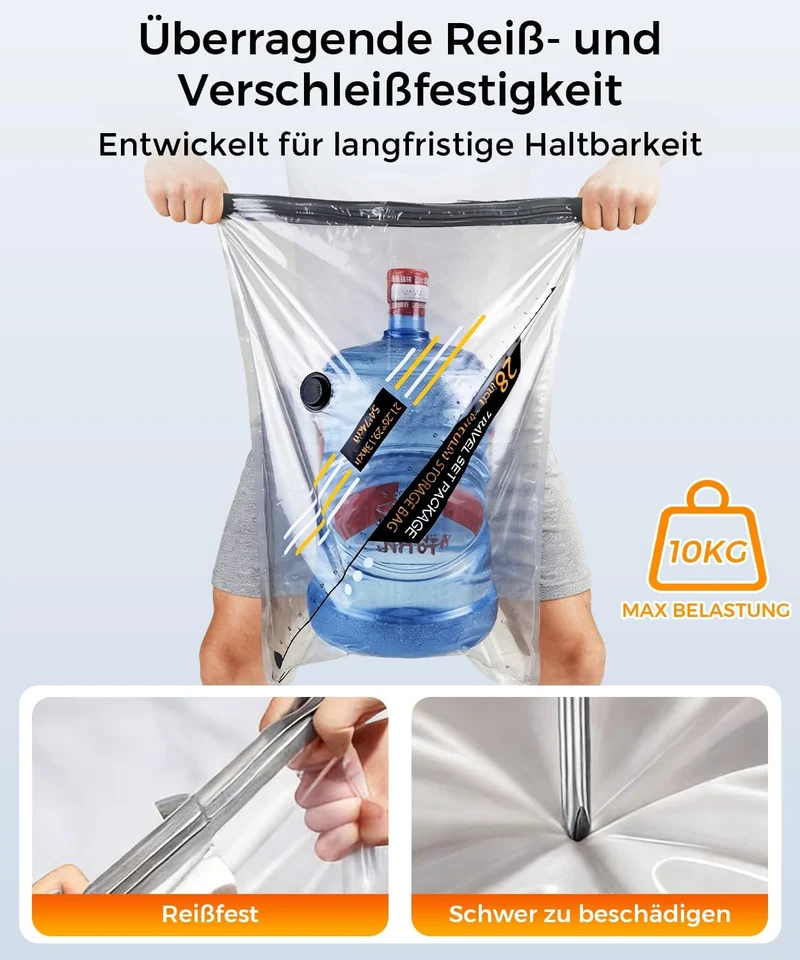 BOYUNSHI Vakuumbeutel für Kleidung Reise mit Kabelloser Vakuumpumpe, 10 Stück (4x 40x54cm, 4x 47x64c