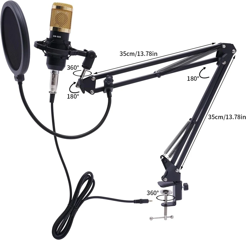 Podcast Bündeln USB Kondensator Mikrofon VBS Soundkart Kit mit Schockhalterung Mikrofonarm Popschutz