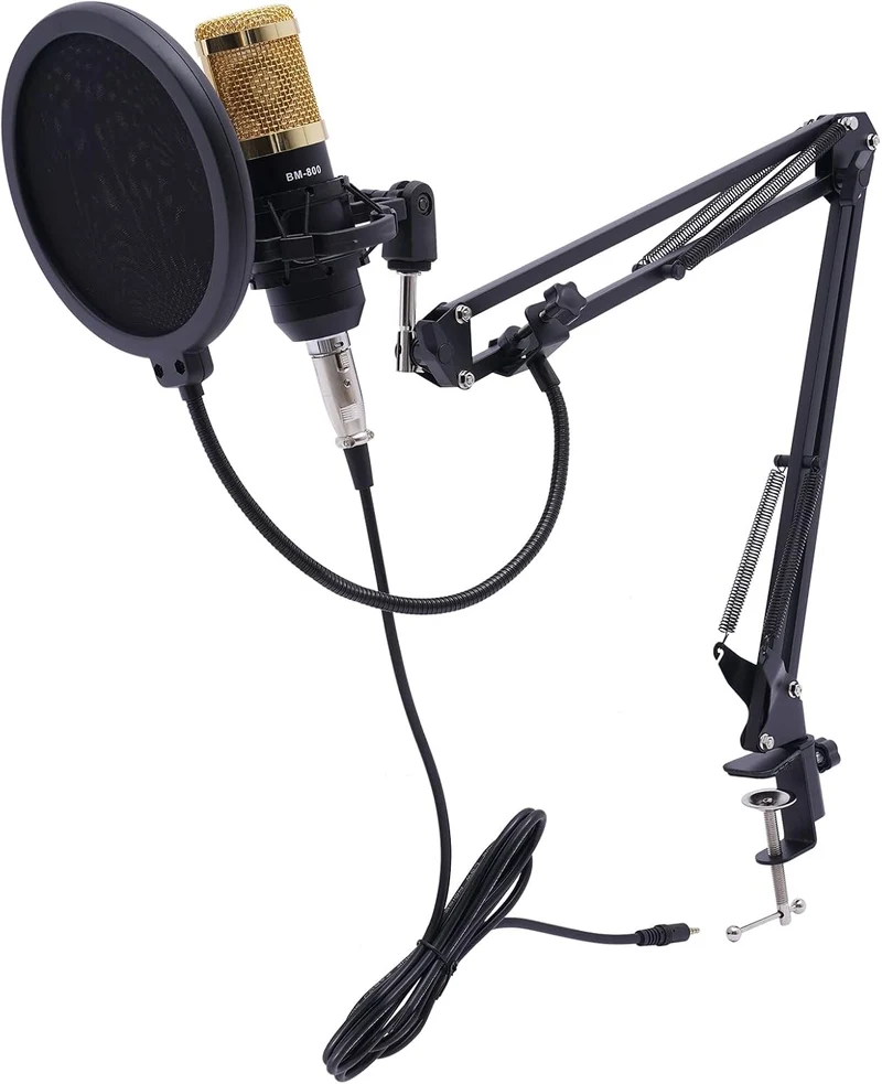 Podcast Bündeln USB Kondensator Mikrofon VBS Soundkart Kit mit Schockhalterung Mikrofonarm Popschutz