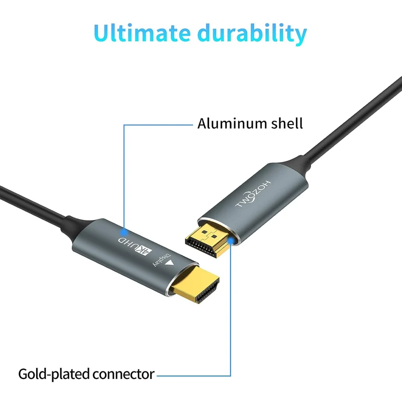 Twozoh HDMI Glasfaser Kabel 100M, HDMI Optisches Kabel 2.0 4K/60Hz (4:4:4 HDR10 HDCP2.2) 1440p 144Hz