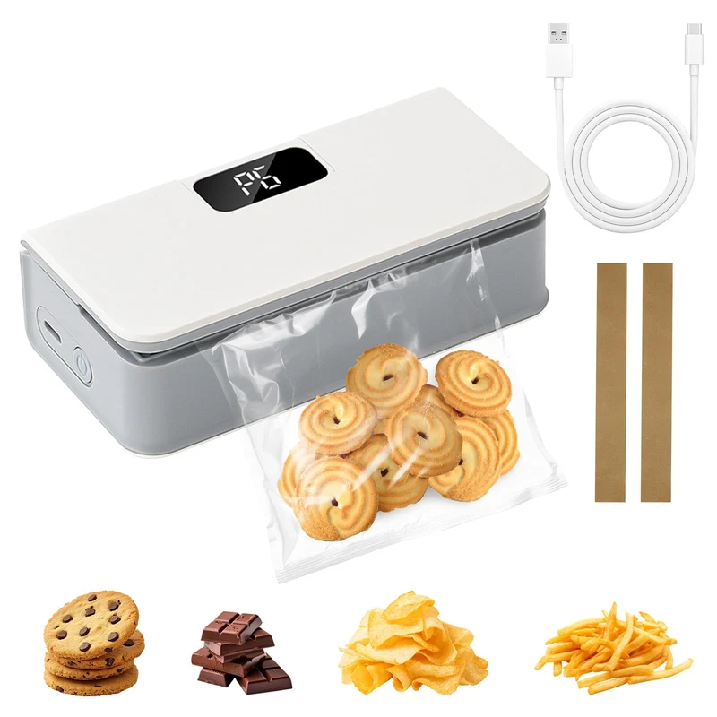Mini Folienschweissgerät 2-in-1 wiederaufladbar mit Schneidfunktion & Magnet, Weiss