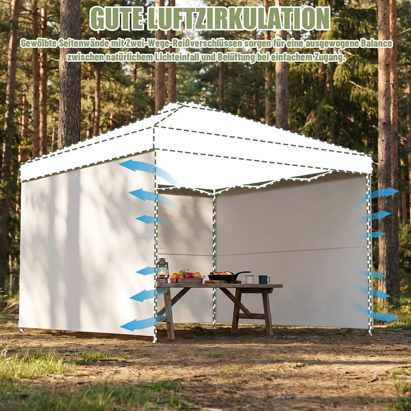 3er-Set Seitenwände für Pavillon 3x3m – 3 Stück Seitenteile aus 210D Oxford-Gewebe, wasserdicht & UV