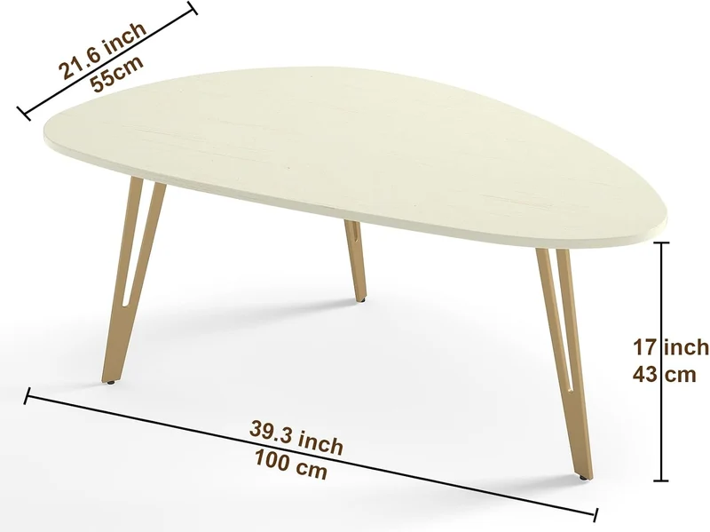 Manora Couchtisch Oval,Wohnzimmertisch Weiss,Beistelltisch Couch,Einfacher Aufbau,Metall, Moderner S