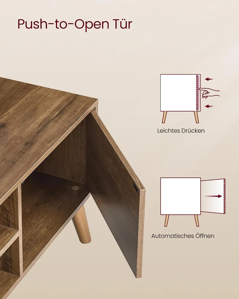 VASAGLE TV-Schrank, Lowboard, Fernsehschrank für Fernseher bis zu 55 Zoll, 120 cm lang, Fernsehtisch