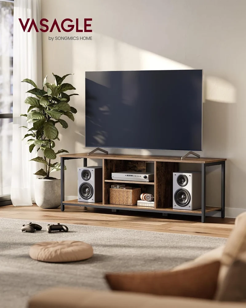 VASAGLE TV-Schrank, für Fernseher bis zu 65 Zoll, mit offenen Fächern 147L cm, 147L cm