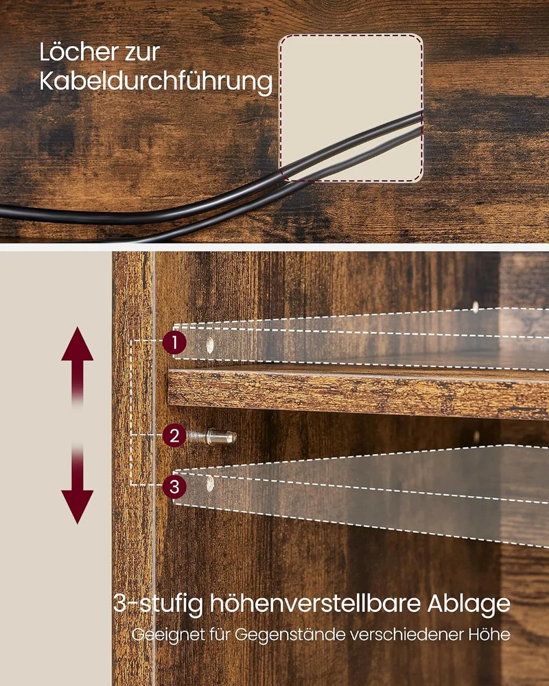 VASAGLE TV-Schrank, für Fernseher bis zu 65 Zoll, mit offenen Fächern 147L cm, 147L cm