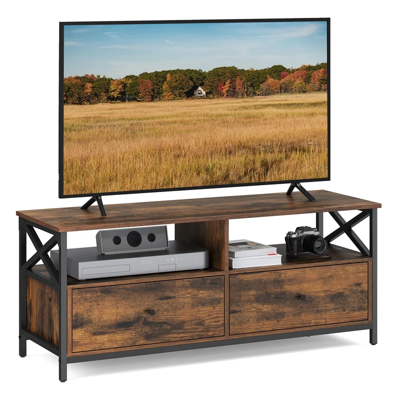 VASAGLE TV-Schrank, Lowboard für Fernseher bis zu 65 Zoll Holzschubladen 120 x 40 x 50 cm, Holzschub