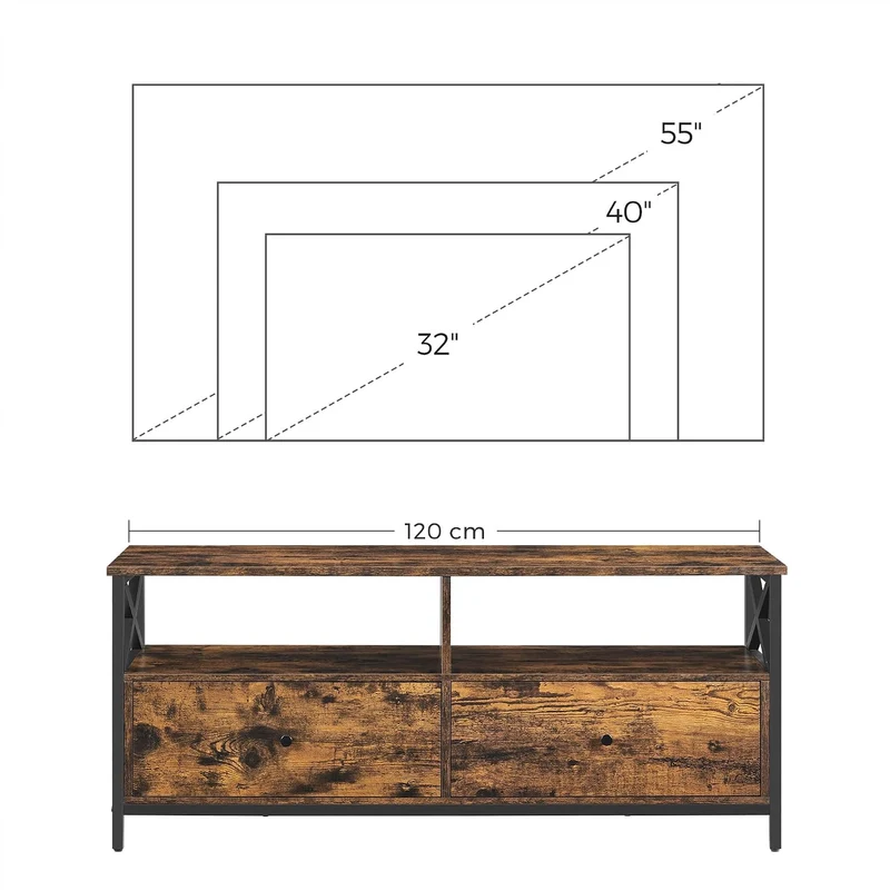 VASAGLE TV-Schrank, Lowboard für Fernseher bis zu 65 Zoll Holzschubladen 120 x 40 x 50 cm, Holzschub