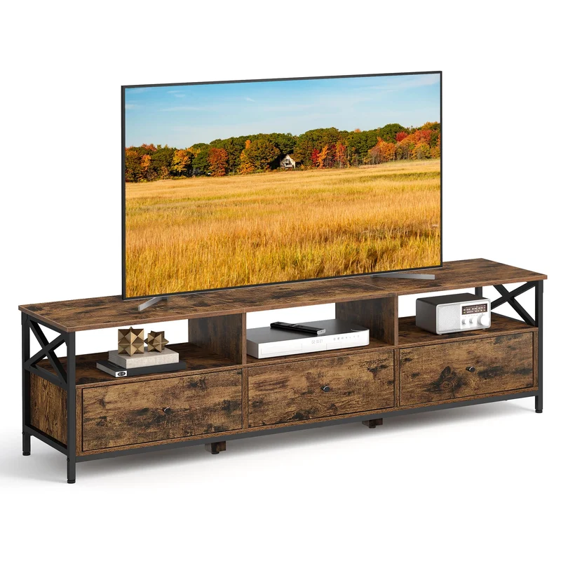 VASAGLE TV-Schrank, Lowboard für Fernseher bis zu 65 Zoll Stoffschubladen 178 x 40 x 50 cm, Stoffsch