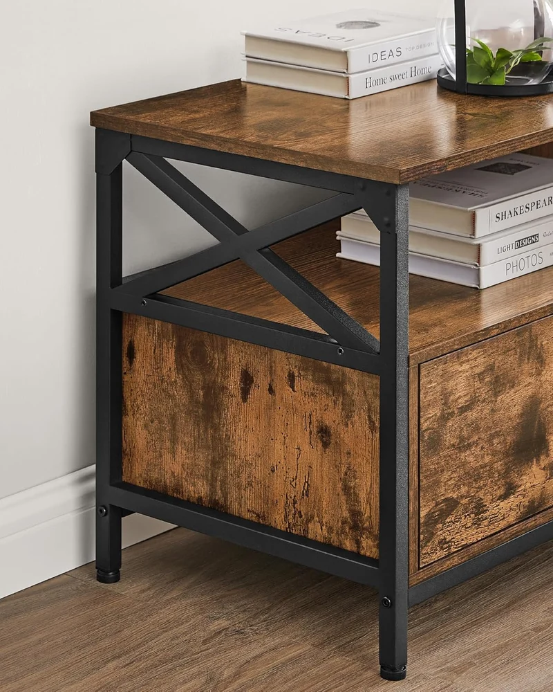 VASAGLE TV-Schrank, Lowboard für Fernseher bis zu 65 Zoll Stoffschubladen 178 x 40 x 50 cm, Stoffsch