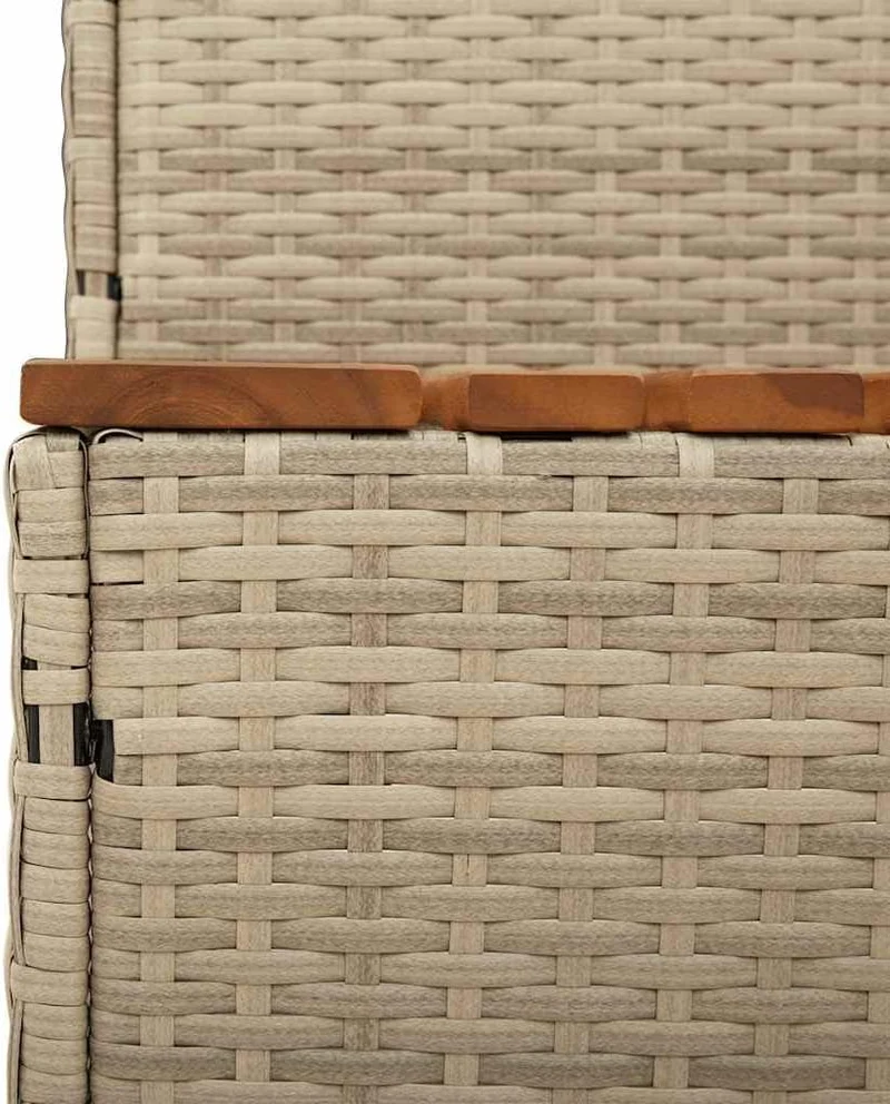 vidaXL Whirlpool-Stufen Beige 100x50x50,5 cm Poly-Rattan Massiv Akazie, Whirlpool-Stufe, 2-Stufen-Le