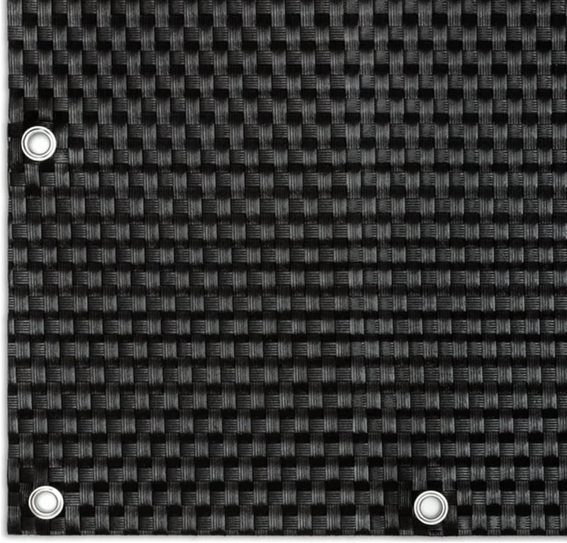 NYVI Polyrattan Balkon Sichtschutz Privafence 90x300 cm Schwarz - Balkonbespannung mit Metallösen -