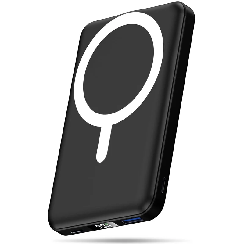 AOGUERBE for MagSafe Wireless Power Bank, Magnetische Powerbank 10000mAh Schwarz, Schwarz