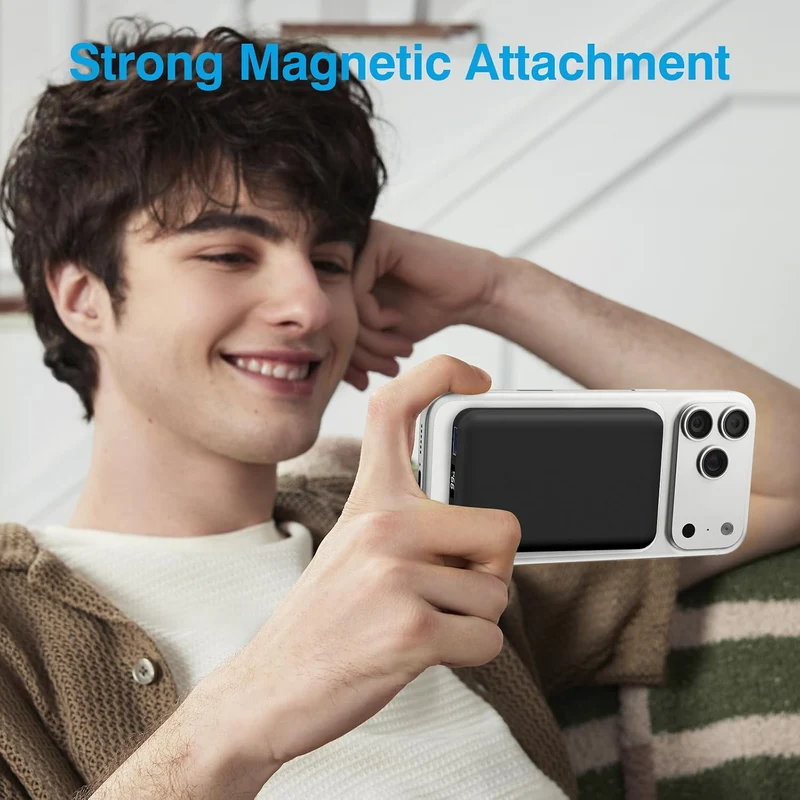 AOGUERBE for MagSafe Wireless Power Bank, Magnetische Powerbank 10000mAh Schwarz, Schwarz