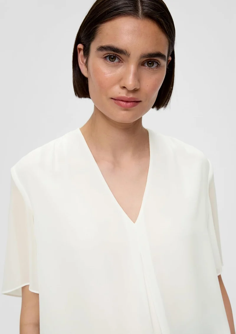 s.Oliver Bluse mit V-Ausschnitt 40 0200 Creme, 40 0200 Creme