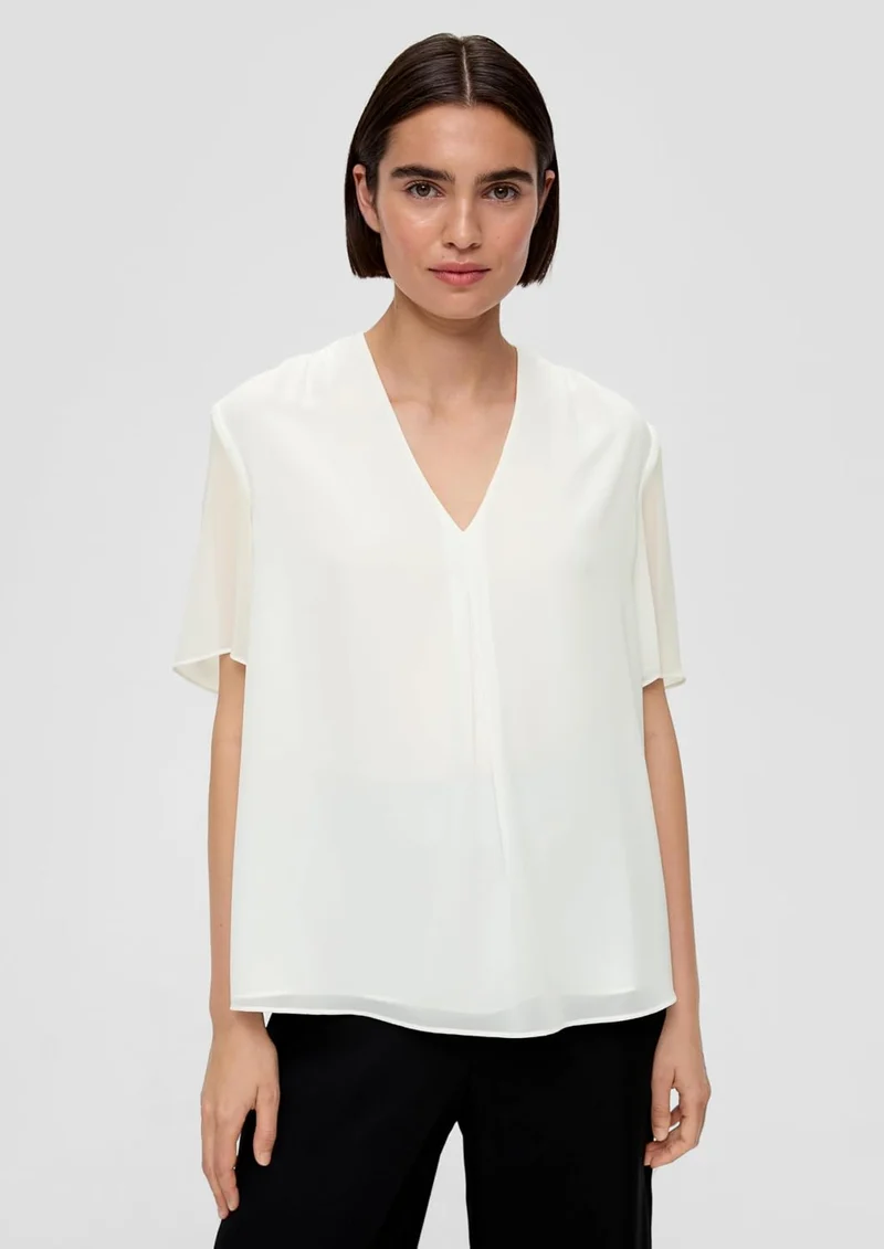 s.Oliver Bluse mit V-Ausschnitt 40 0200 Creme, 40 0200 Creme