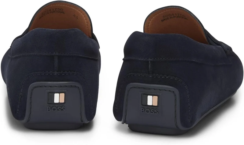 BOSS Herren Noel Mocc Mokassins aus Veloursleder mit Pennyloafer-Detail Grösse 40 EU Dunkelblau, 40
