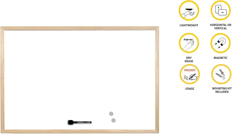 Bi-Office Budget Whiteboard mit Holzrahmen, magnetisch, 5 Grössen wählbar, 60 x 40 cm 60B x 40H cm S
