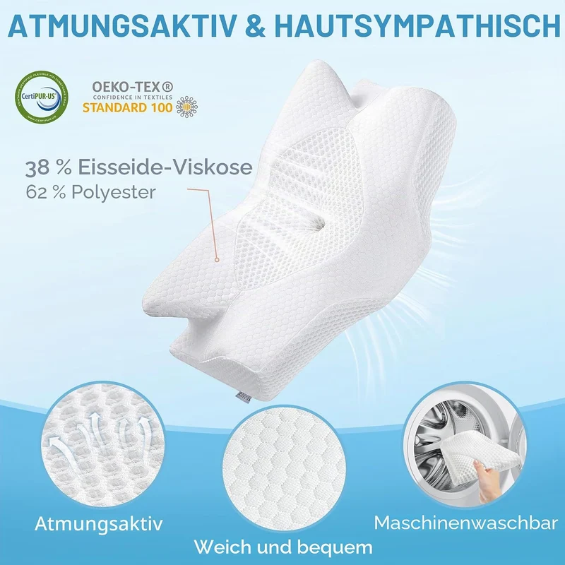 Elviros Kissen aus Memory Foam, Seitenschläferkissen Nackenstützkissen Kopfkissen Ergonomisches Schl