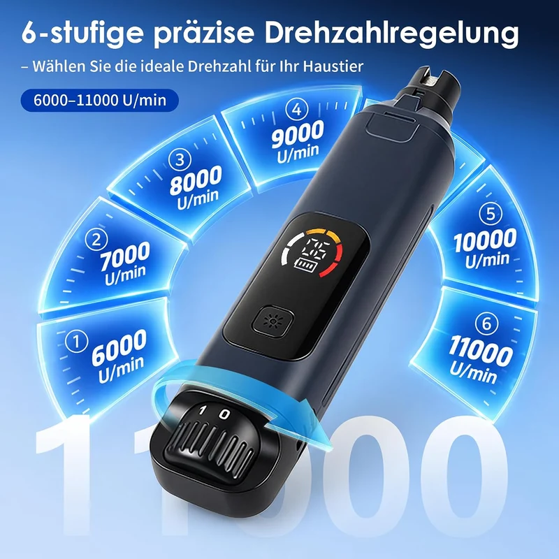 HOVIN 6-Gang Krallenschleifer für Hunde mit 2 LED-Leuchten für Haustiere