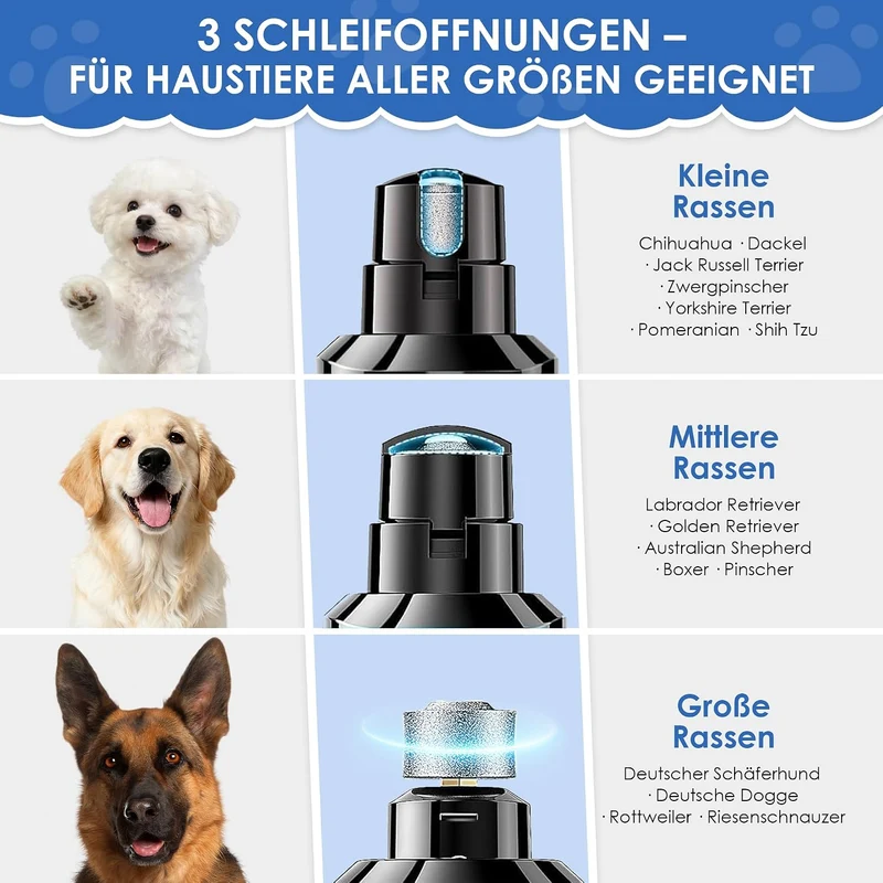 HOVIN 6-Gang Krallenschleifer für Hunde mit 2 LED-Leuchten für Haustiere