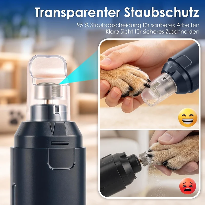 HOVIN 6-Gang Krallenschleifer für Hunde mit 2 LED-Leuchten für Haustiere