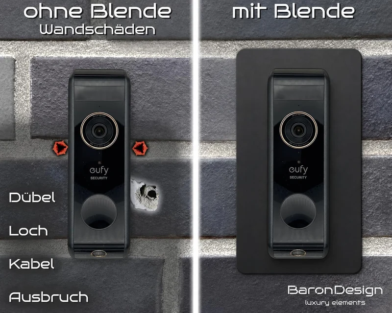 Blende Schwarz passend für Eufy Klingel E340 S330 S220 | Klingelschild Abdeckung | Zubehör für Halte