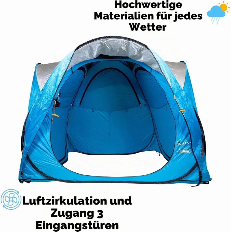 Eventzelt/Wurfzelt Callieway® „Kwiki“ Pop-up Zelt 225x225cm (4 Personenzelt) Ocean blue/silver Refle