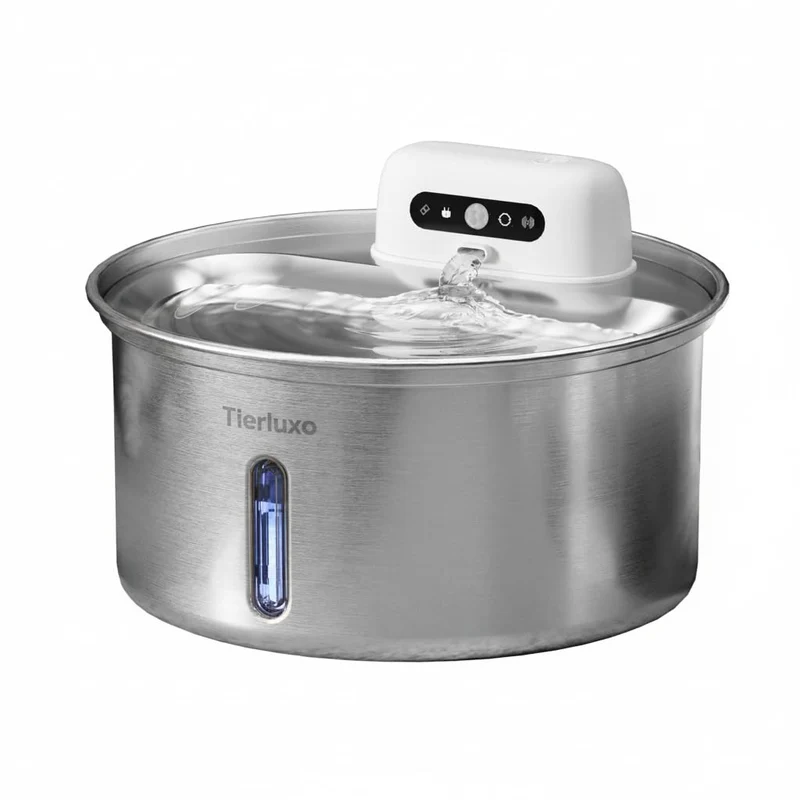 VitalFlow Pro Edelstahl Trinkbrunnen mit Akku für Katzen & Hunde