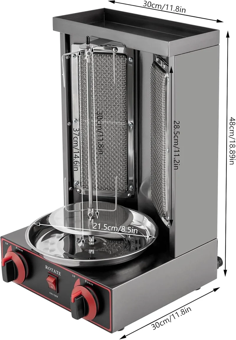 Gas Döner Kebab Maschine, 3000W 220V Vertikal-Multigrill Dönergrill Tischgrill aus Edelstahl Multigr