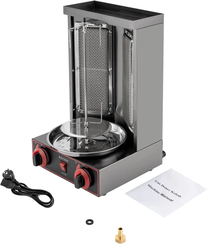 Gas Döner Kebab Maschine, 3000W 220V Vertikal-Multigrill Dönergrill Tischgrill aus Edelstahl Multigr