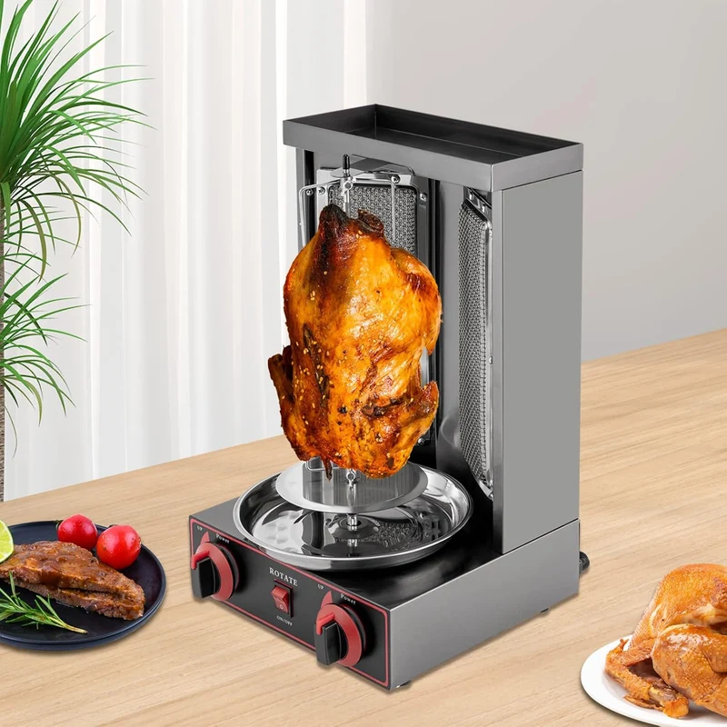 Gas Döner Kebab Maschine, 3000W 220V Vertikal-Multigrill Dönergrill Tischgrill aus Edelstahl Multigr
