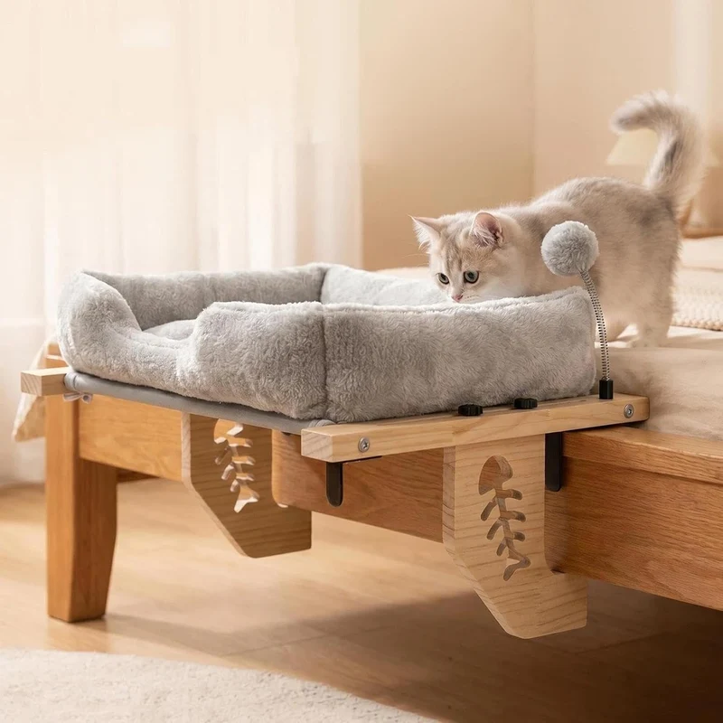Fensterhängematte für Katzen Ruheplatz Mit Plüschkissen Und Ball | Fensterbrett Kätzchen Ruhekissen