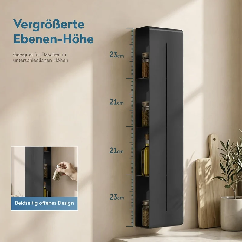 doporro Wandregal Bad schmal 4 Etagen Metall Schwarz, 90x20x9 cm, Schwarz