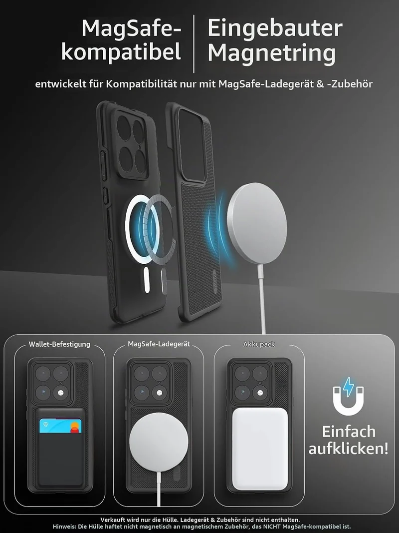 TUDIA MergeGrip Magnetische Hülle für Motorola Signature (2026) [MagSafe Kompatibel] - Militärstanda