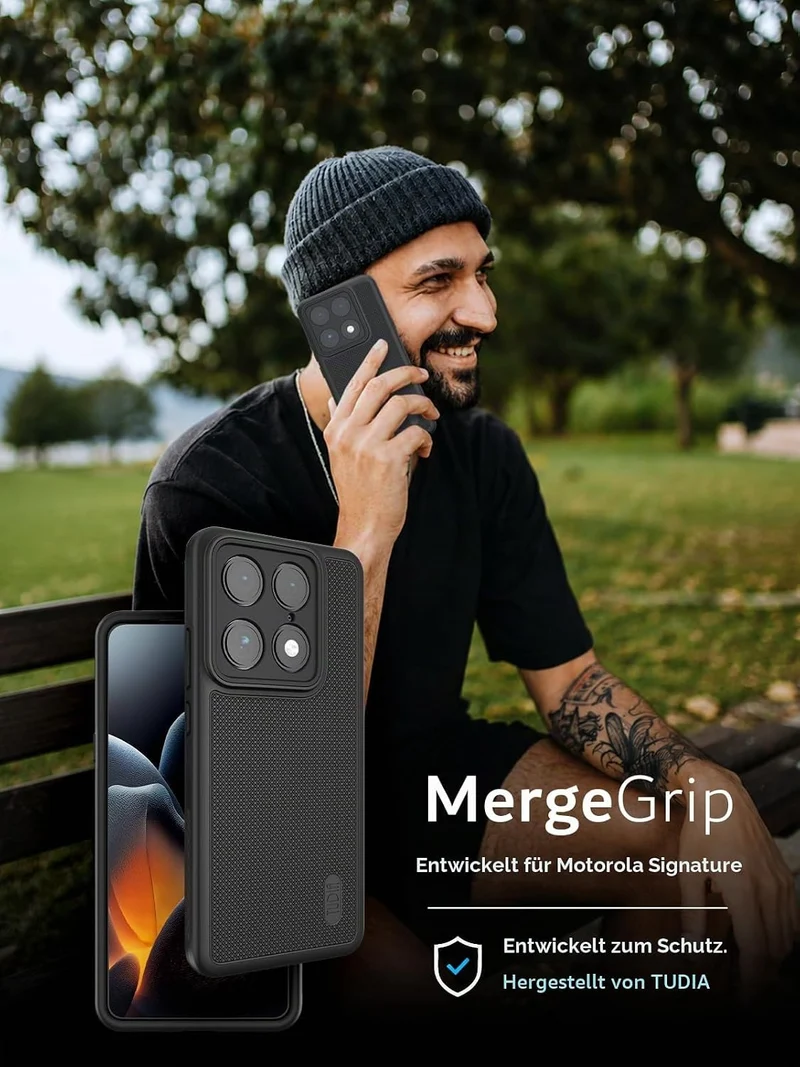 TUDIA MergeGrip Magnetische Hülle für Motorola Signature (2026) [MagSafe Kompatibel] - Militärstanda