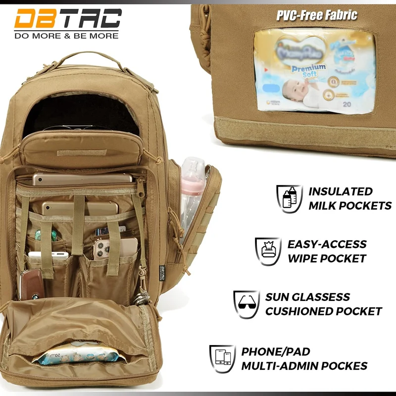 DBTAC Wickeltasche Rucksack für Papa, grosse Baby-Wickeltasche für Männer mit Wickelunterlage, isoli