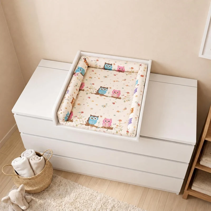 Wickelaufsatz mit 108 cm hinterer Leiste, 53,2 × 70 cm, Weiss Weiss 53cm mit Leiste 108cm, Weiss 53c