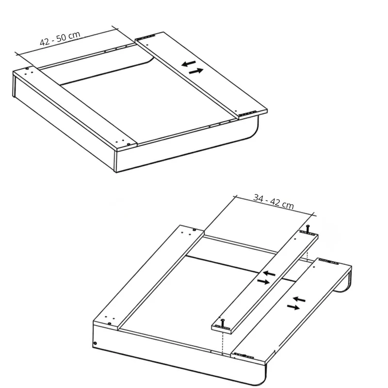 Wickelaufsatz mit 108 cm hinterer Leiste, 53,2 × 70 cm, Weiss Weiss 53cm mit Leiste 108cm, Weiss 53c