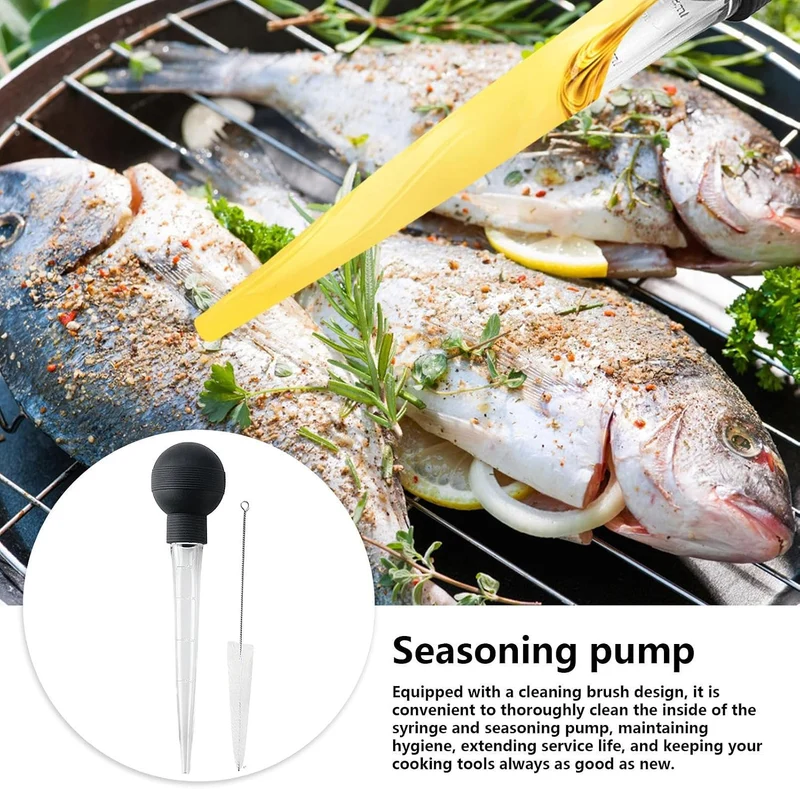 Bratenspritzen | Fettabsauger und Marinierendispenser mit Reinigungsbürste | Küchenhelfer zum Braten