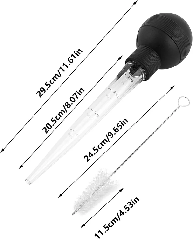Bratenspritzen | Fettabsauger und Marinierendispenser mit Reinigungsbürste | Küchenhelfer zum Braten