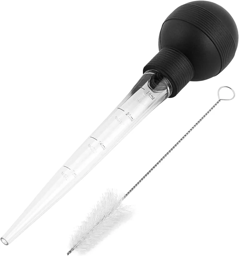 Bratenspritzen | Fettabsauger und Marinierendispenser mit Reinigungsbürste | Küchenhelfer zum Braten