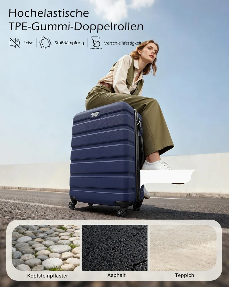 COOLIFE Koffer Gross 77cm XL, PC+ABS, Rollkoffer mit 360° Spinner Räder | TSA Zahlenschloss, Leicht