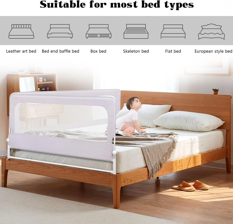 Bettgitter für Kinder, tragbar, Bed Rail, Kleinkinderbett, Zubehör für Jungen und Mädchen (Grau, 180