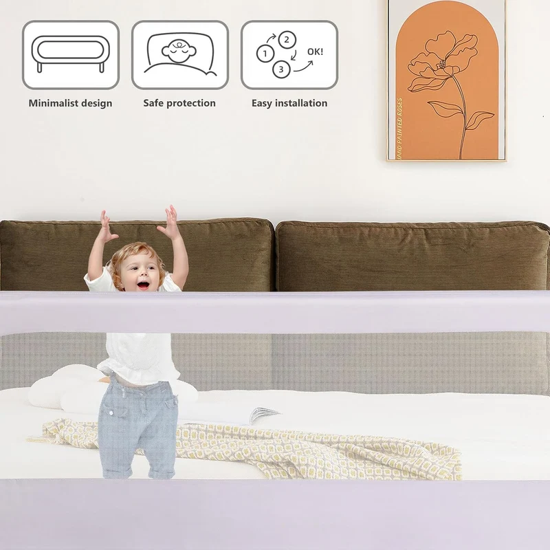Bettgitter für Kinder, tragbar, Bed Rail, Kleinkinderbett, Zubehör für Jungen und Mädchen (Grau, 180
