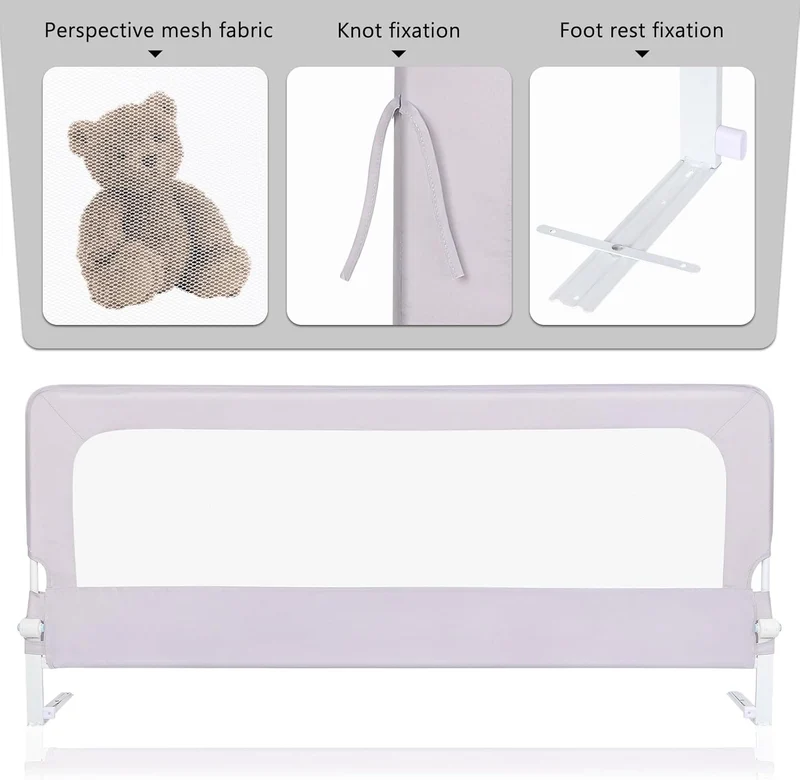 Bettgitter für Kinder, tragbar, Bed Rail, Kleinkinderbett, Zubehör für Jungen und Mädchen (Grau, 180