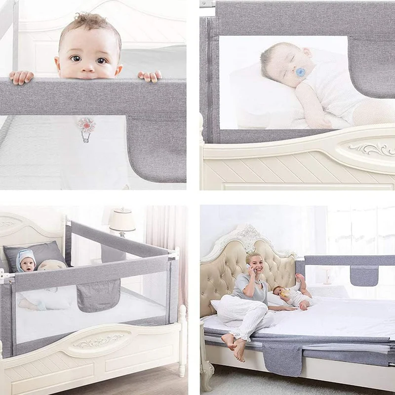 Bettschutzgitter für Kinder, faltbar, Bettgitter für Babys, Fallschutz, Barriere, höhenverstellbar (