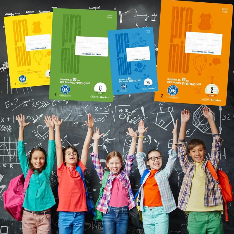 Staufen premio Notenheft - 5 Musikhefte je 8 Blatt, Lin NH, DIN AA, 90 g/m², 12 Notensysteme und Hil