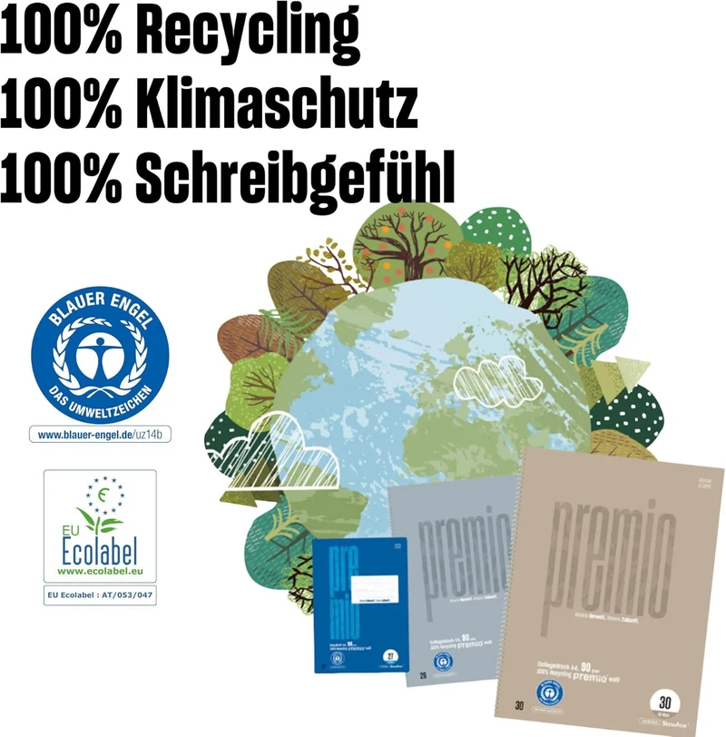 Staufen premio Notenheft - 5 Musikhefte je 8 Blatt, Lin NH, DIN AA, 90 g/m², 12 Notensysteme und Hil